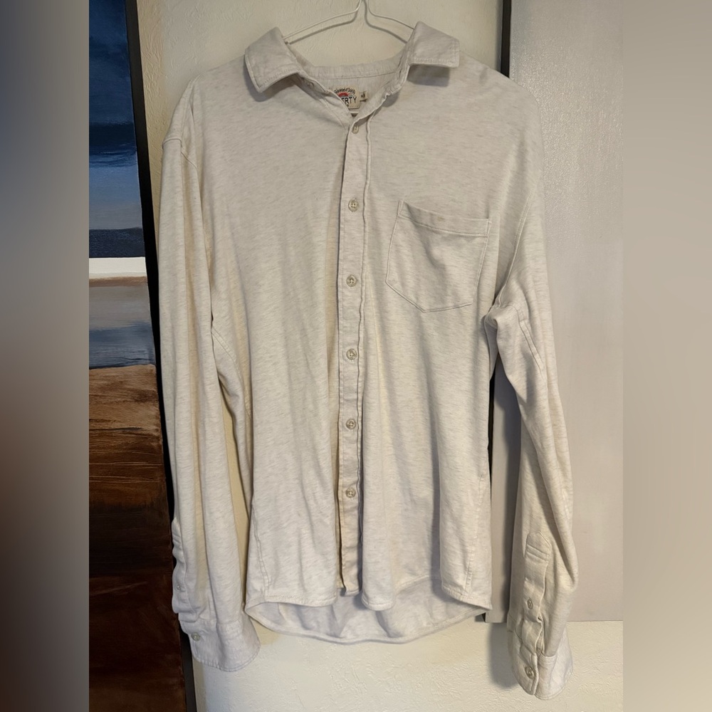 Faherty Cream Casual Button-Down Shirt